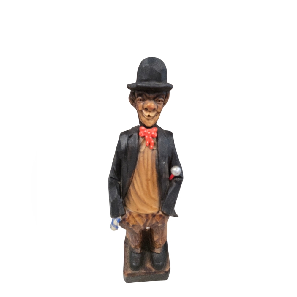 Vintage Germany Celluloid Carved Man Hobo Clown Creepy Goth Circus Figurine  9"